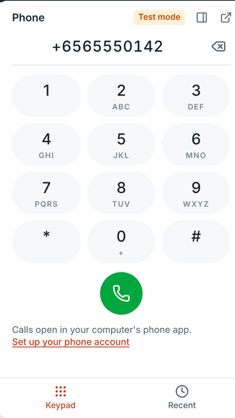 The Freesbe dialpad with a number entered